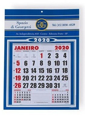 Calendrio de Parede 2025 c/ Bloco Mensal - 27x37cm