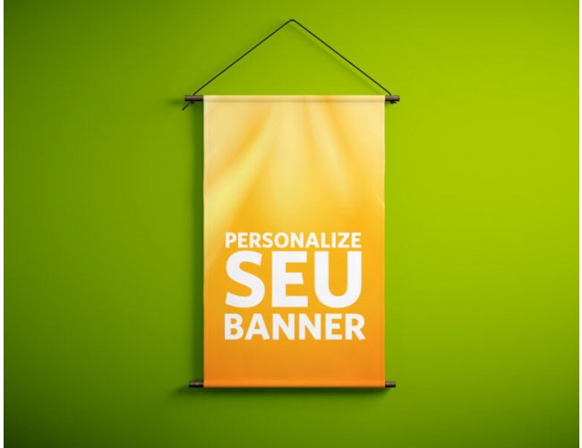 Banner em Lona - 80 x 120 - C/ basto e cordo