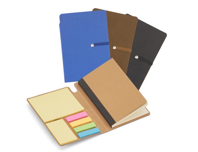 Mini caderno com elstico, sticky notes, com 48 folhas. 14,4 x 9,4 x 1,0cm