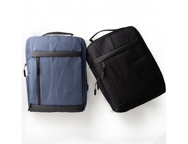 Mochila de Nylon USB 21L  com detalhe em couro sinttico com bolso para notebook 15'6